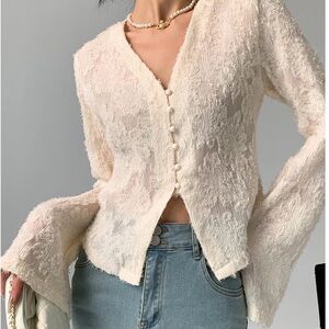 Commense Off-White Textured Cardigan